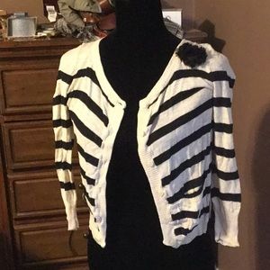 Maurice’s cardigan black and white stripe
